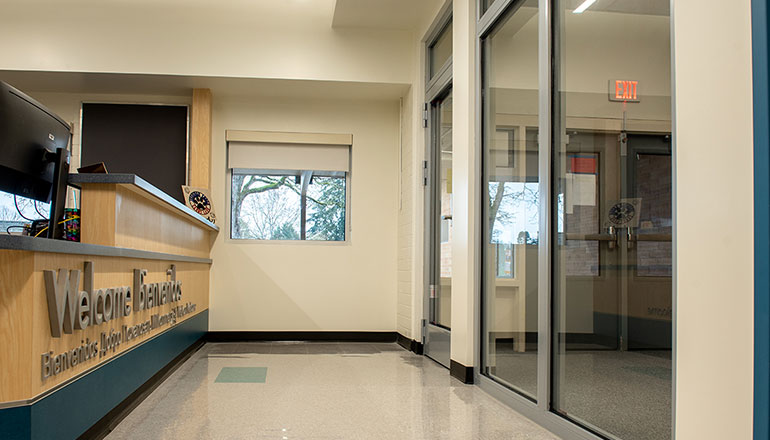 Fire-resistive-rated and forced-entry rated glass at entry at Candy Lane Elementary School